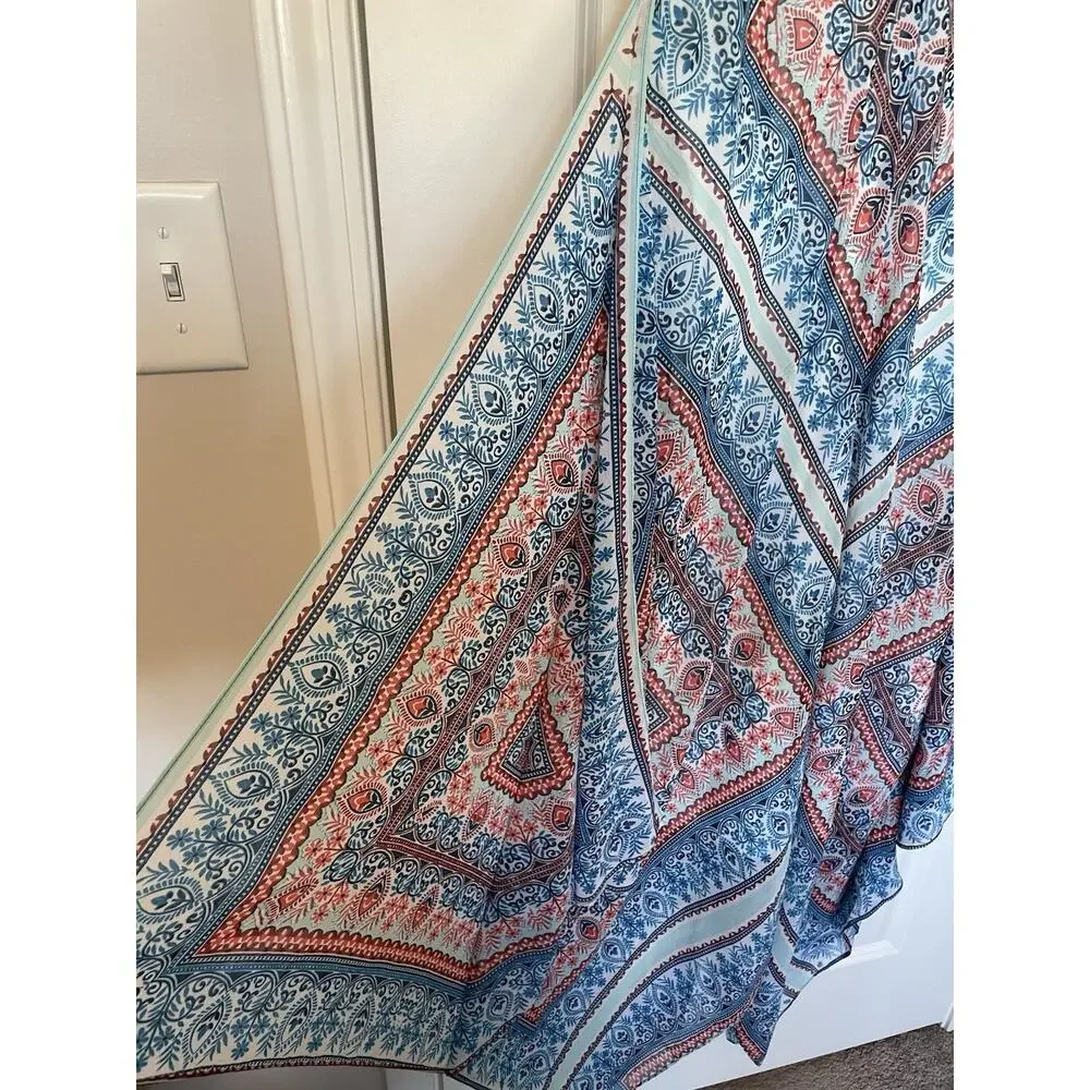 John Paul Richard Colorful Boho Midi Maxi V-Neck Handkerchief Kaftan Large Dress - Picture 5 of 11